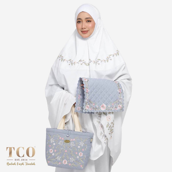 Seri Nilam Bag & Mini Sajaddah in Grayish Blue