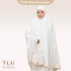 Telekung Nuur Fleur in Off White Pure