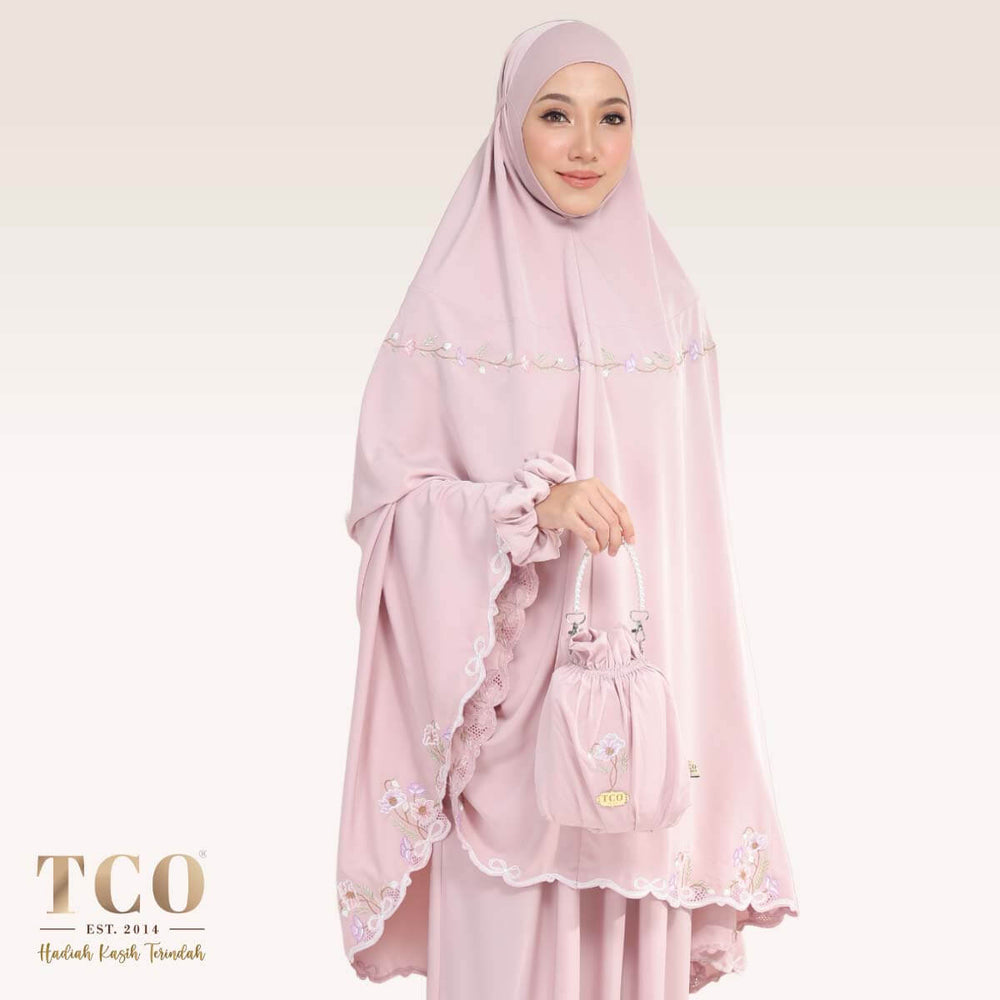 Telekung Blossom Luxe in Dusty Rose