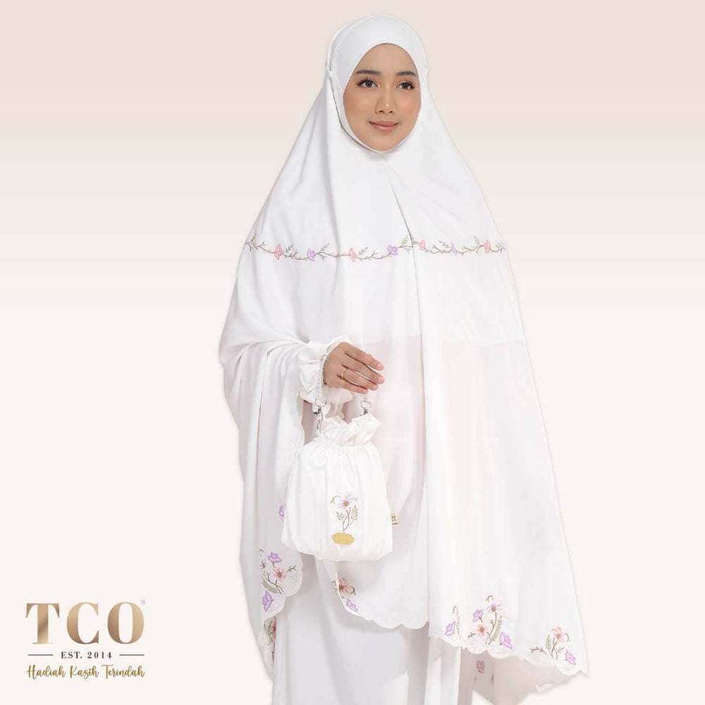 [LIMITED] Telekung Blossom Luxe in Off White
