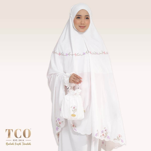 [LIMITED] Telekung Blossom Luxe in Off White
