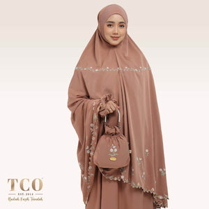 Telekung Daisy Luxe in Burnt Brick