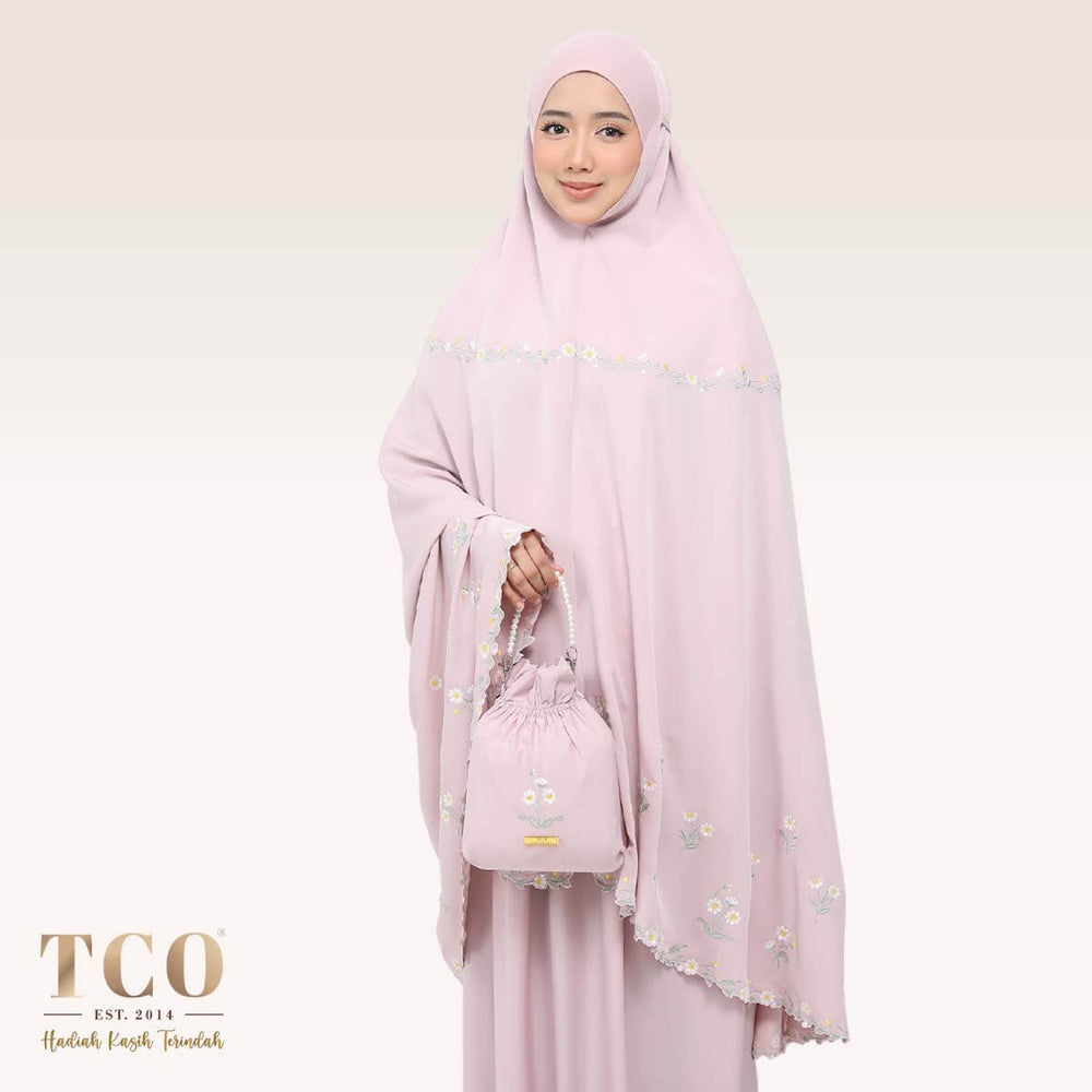 Telekung Daisy Luxe in Dusty Rose