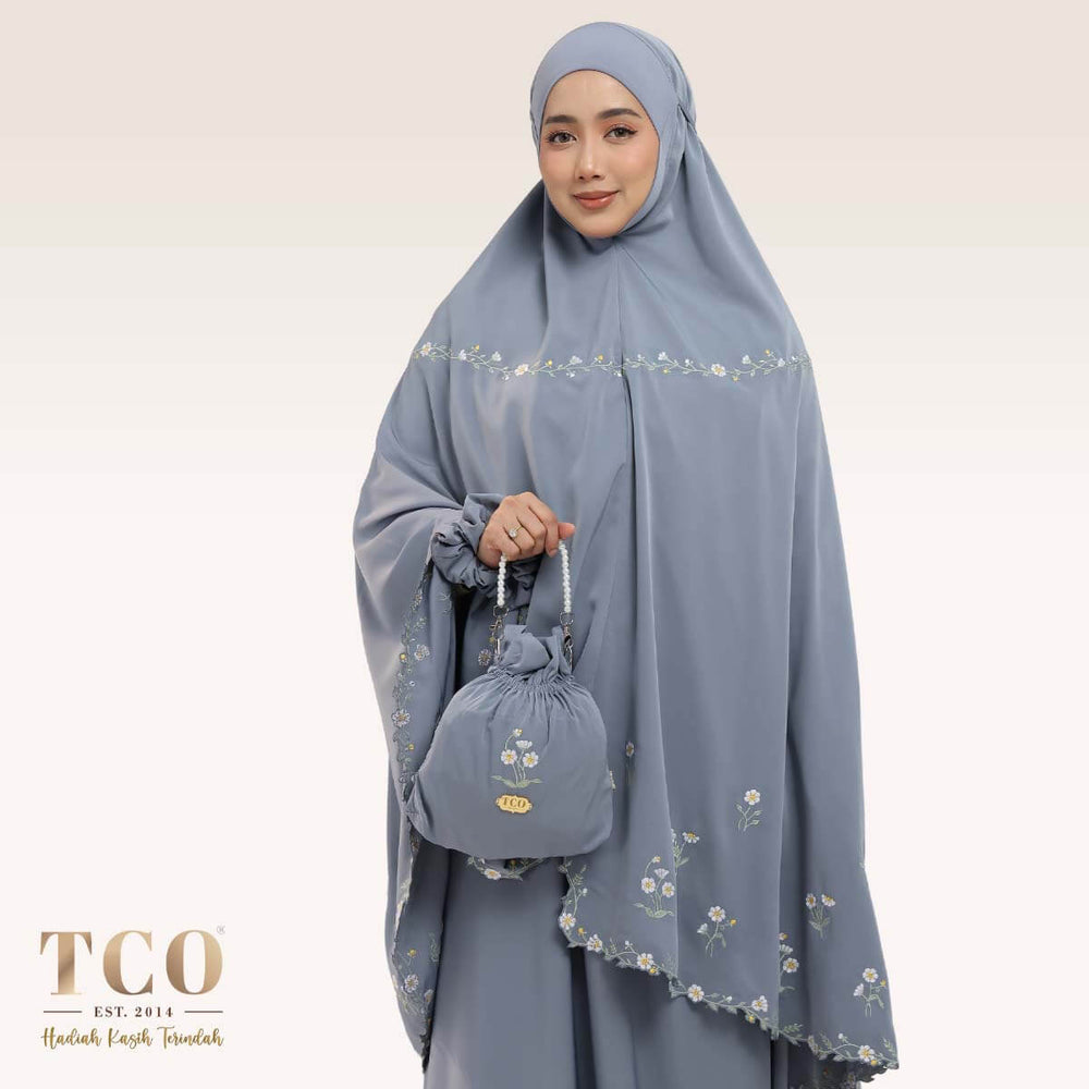 Telekung Daisy Luxe in Icy Gray