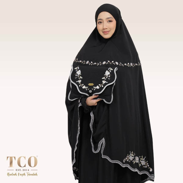 Telekung Kameela Luxe in Jet Black