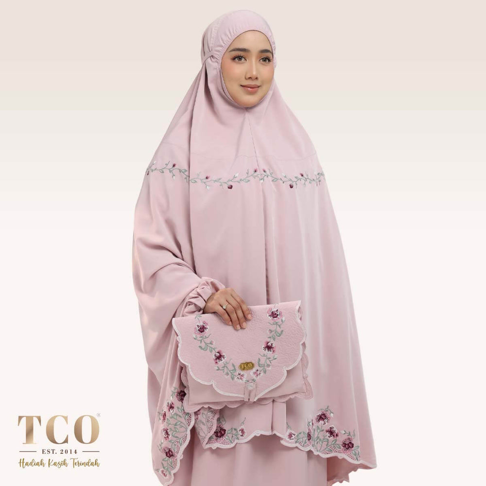 Telekung Mekar Luxe in Dusty Rose