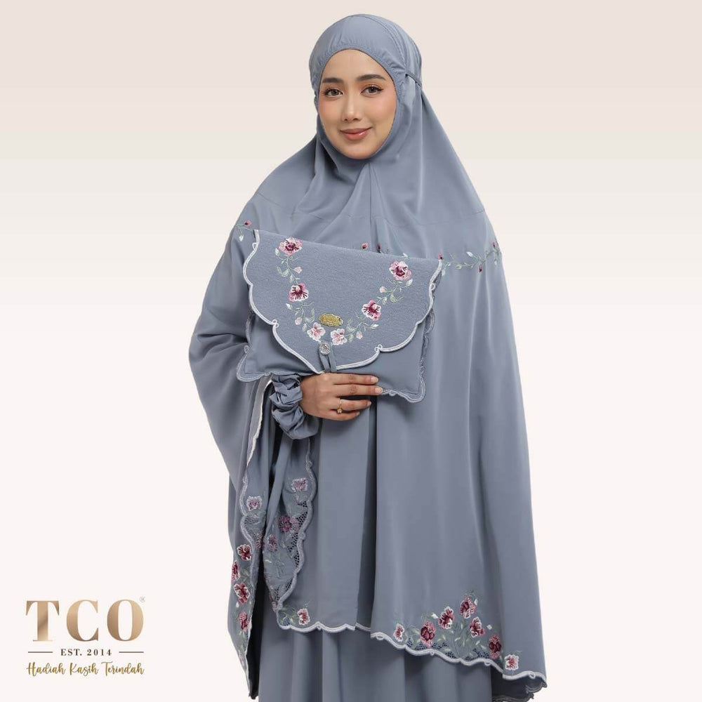 Telekung Mekar Luxe in Icy Gray