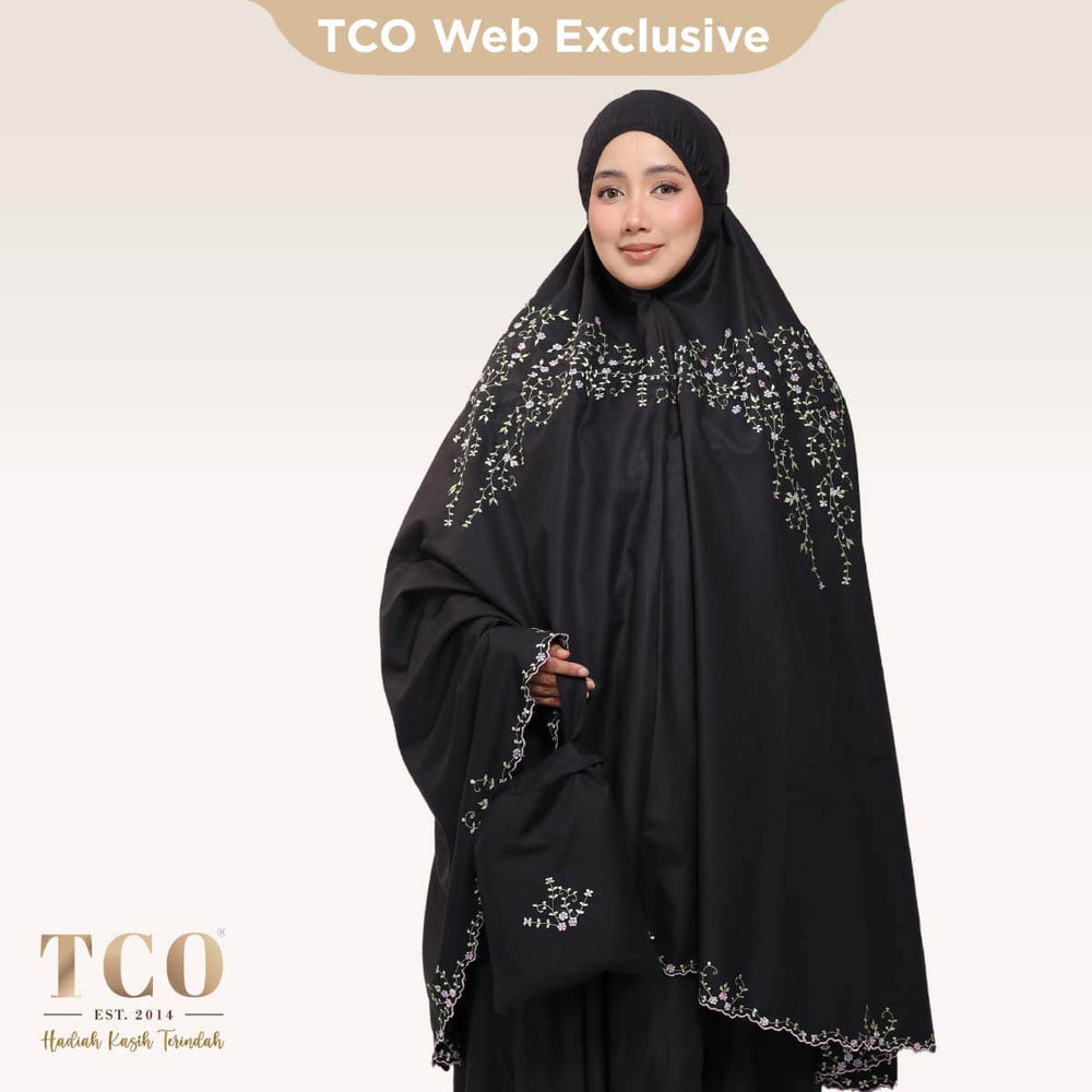 Telekung Melor in Black