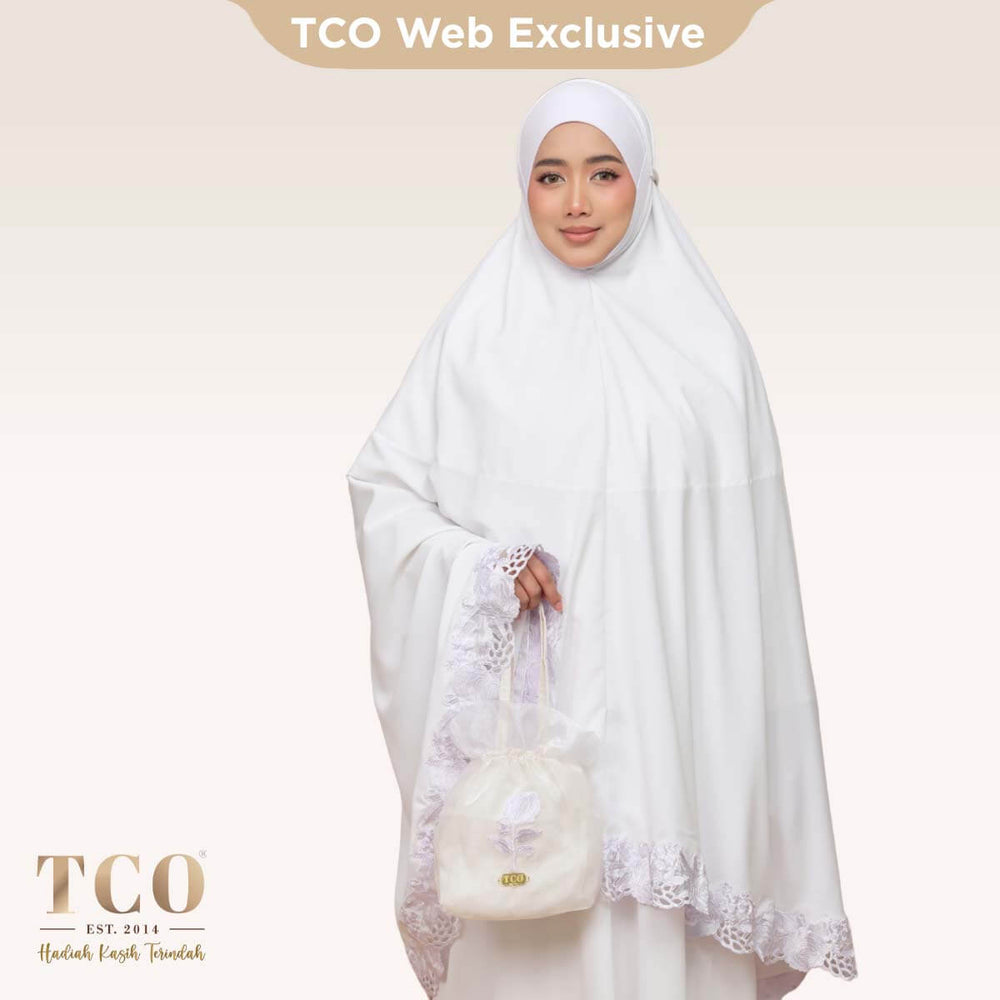 Telekung Nuur Fleur in Snow White Pure