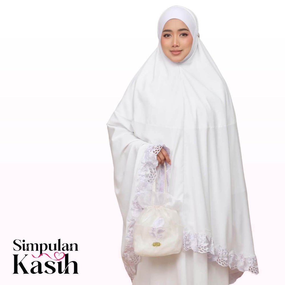 Telekung Nuur Fleur in Snow White Pure