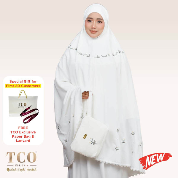 Telekung Nuur Petal in Off White Vanilla