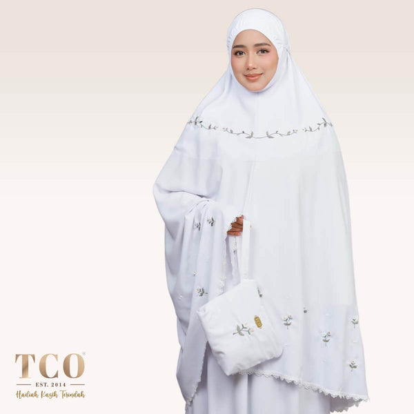 Telekung Nuur Petal in Snow White Vanilla