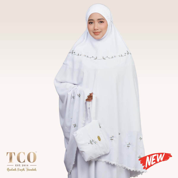 Telekung Nuur Petal in Snow White Vanilla