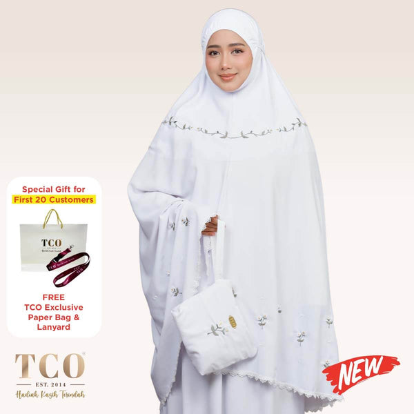 Telekung Nuur Petal in Snow White Vanilla
