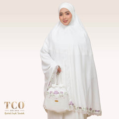 Telekung Nuur Rose in Off White Lavender