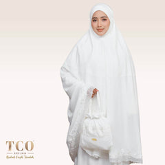 Telekung Nuur Rose in Off White Pure