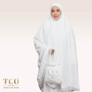 Telekung Nuur Rose in Off White Pure