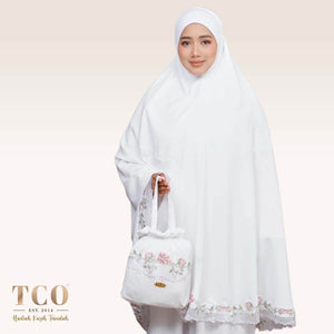 Telekung Nuur Rose in Snow White Pastel