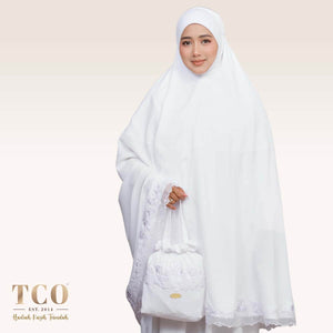 Telekung Nuur Rose in Snow White Pure