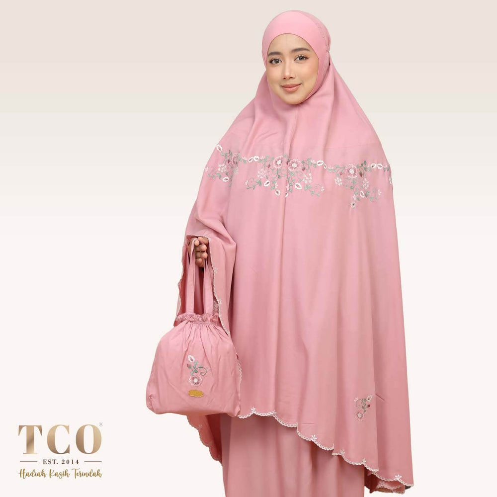 Telekung Pearl Ratna in Pastel Rose