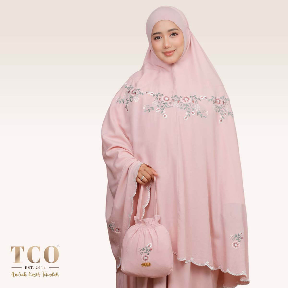 Telekung Pearl Ratna in Pinky Blush