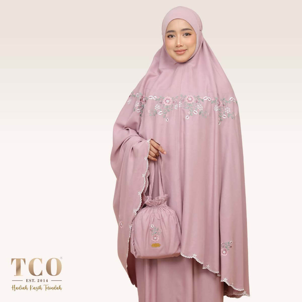 Telekung Pearl Ratna in Plum Mauve