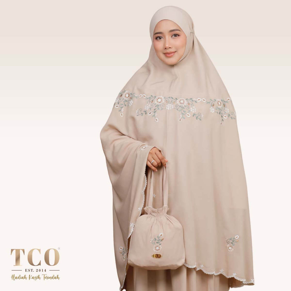 Telekung Pearl Ratna in Sandy Latte