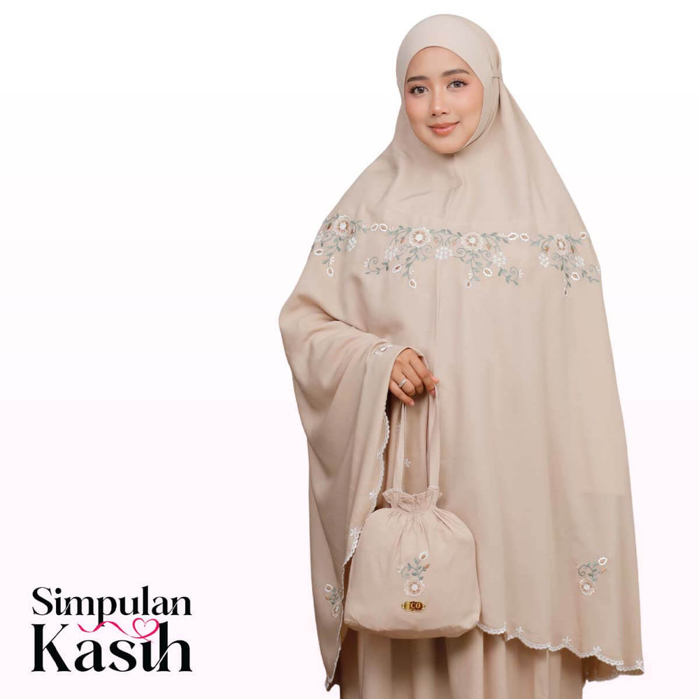 Telekung Pearl Ratna in Sandy Latte