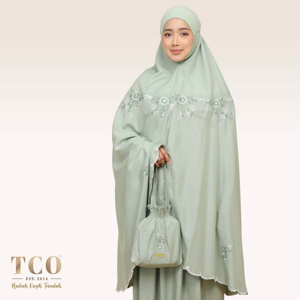 Telekung Pearl Ratna in Serene Green