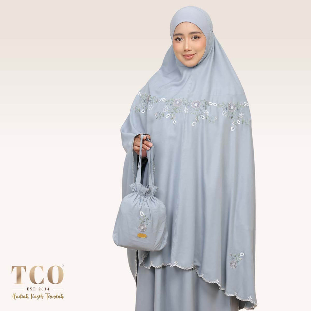 Telekung Pearl Ratna in Smoky Bluish