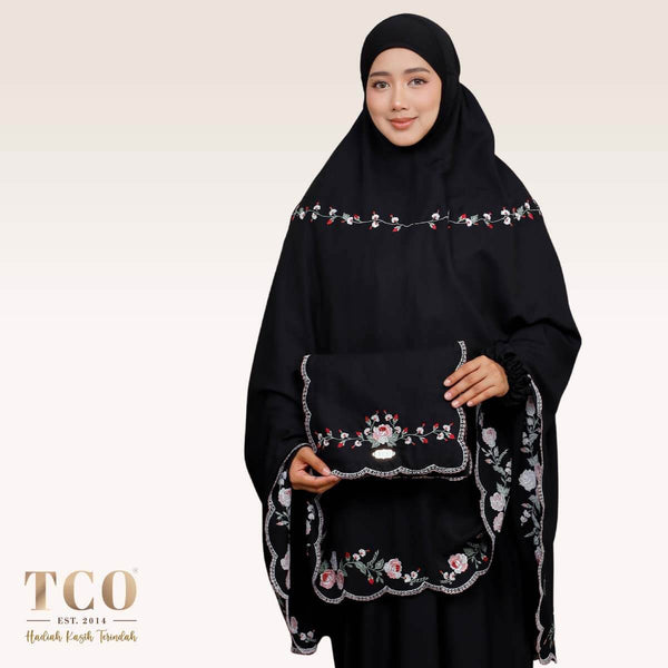 Telekung Pearl Rosabella in Classic Black