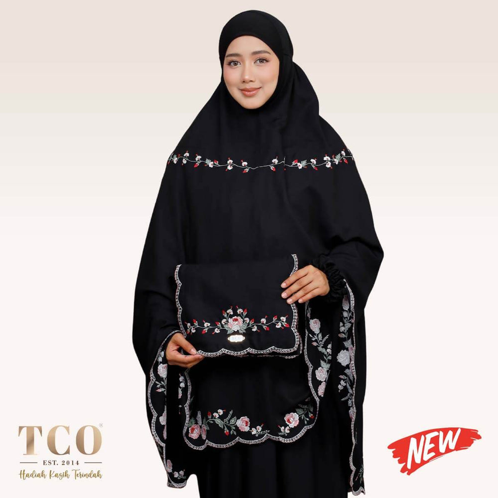 Telekung Pearl Rosabella in Classic Black