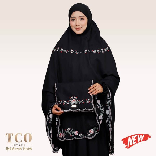 Telekung Pearl Rosabella in Classic Black