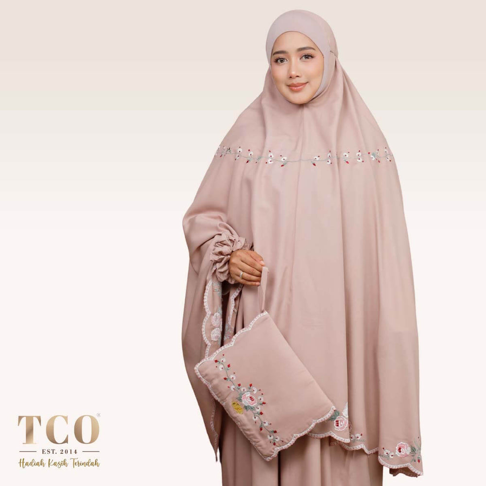 Telekung Pearl Rosabella in Creamy Mocha