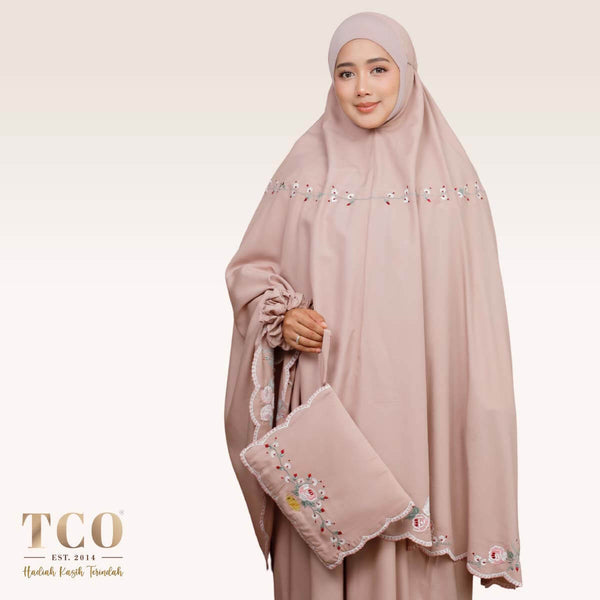 Telekung Pearl Rosabella in Creamy Mocha