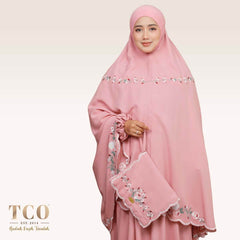Telekung Pearl Rosabella in Pastel Rose