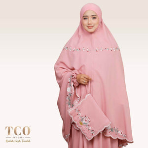 Telekung Pearl Rosabella in Pastel Rose