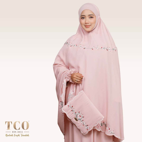 Telekung Pearl Rosabella in Pinky Blush