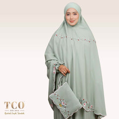 Telekung Pearl Rosabella in Serene Green