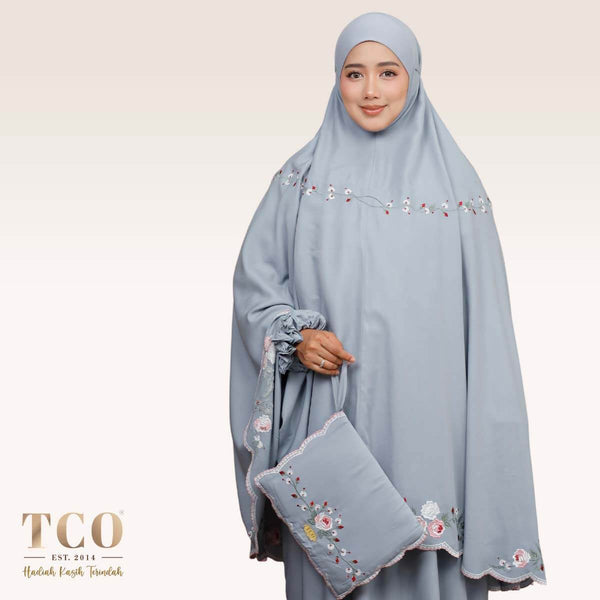 Telekung Pearl Rosabella in Smoky Bluish