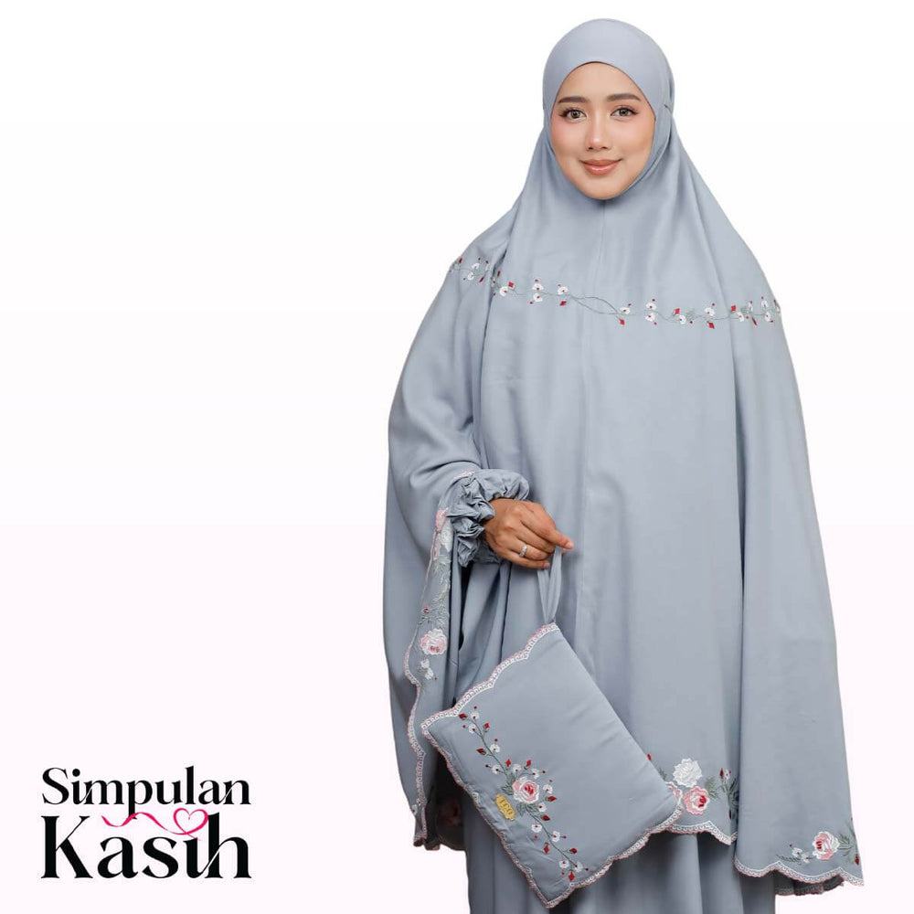 Telekung Pearl Rosabella in Smoky Bluish