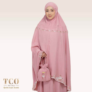 Telekung Pearl Yasmine in Pastel Rose