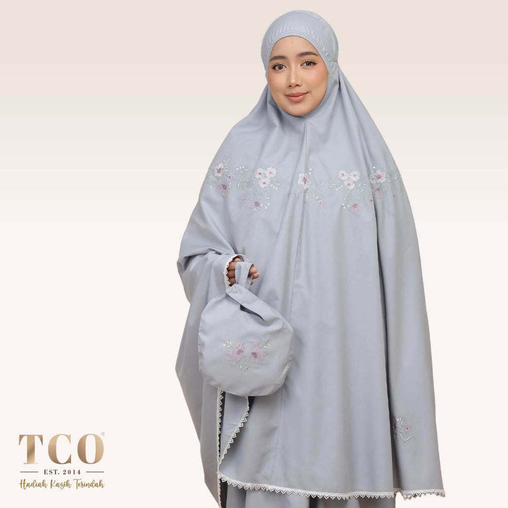 Telekung Salma in Ash Gray