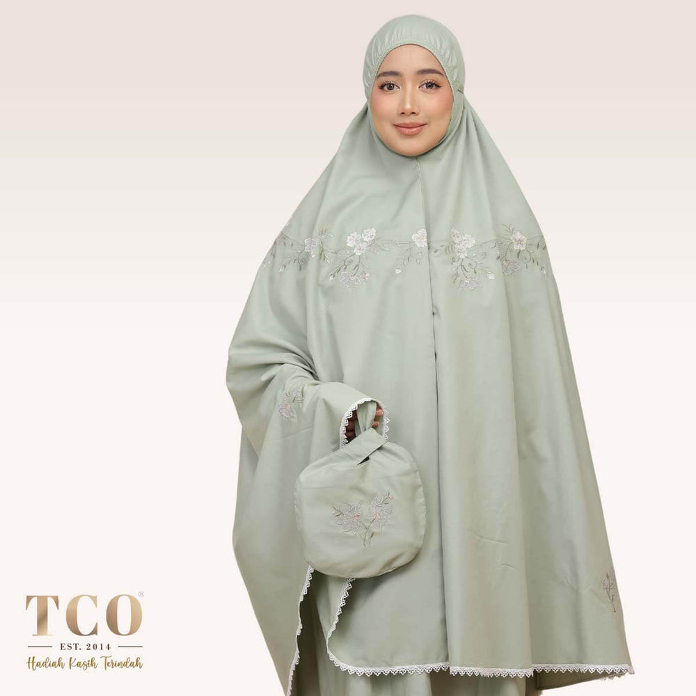 Telekung Salma in Dusty Green
