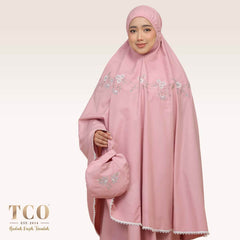 Telekung Salma in Dusty Pink