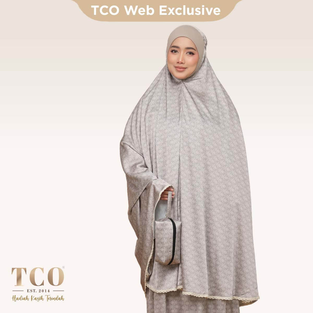 Telekung Travel Ezi Damask in Brown
