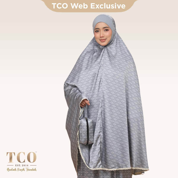Telekung Travel Ezi Damask in Gray