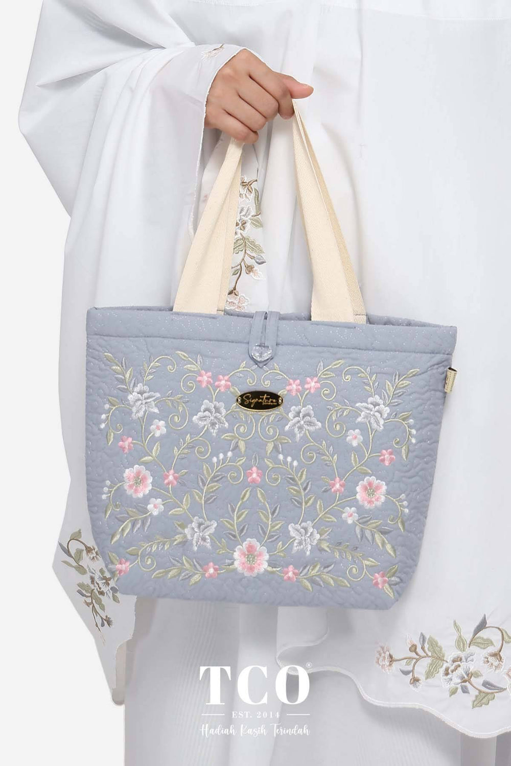 Seri Nilam Bag & Mini Sajaddah in Grayish Blue