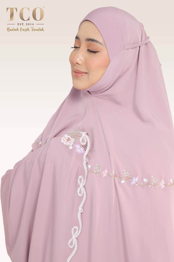 [LIMITED] Telekung Blossom Luxe in Dusty Mauve