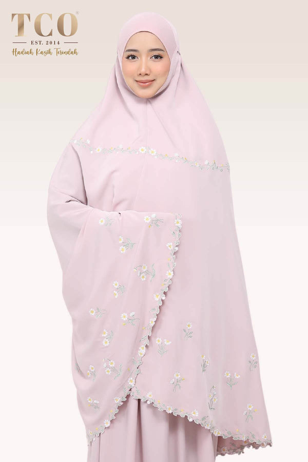 Telekung Daisy Luxe in Dusty Rose